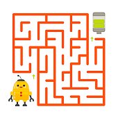 Help the robot to charge the battery. Maze game for children.