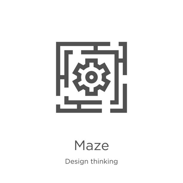 maze icon vector from design thinking collection. Thin line maze outline icon vector illustration. Outline, thin line maze icon for website design and mobile, app development. maze icon. Element of design thinking collection for mobile concept and web apps icon. Outline, thin line maze icon for website design and mobile, app development maze icons stock illustrations