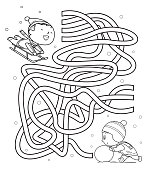 istock Maze, kids sliding and making snowmen 1187369467