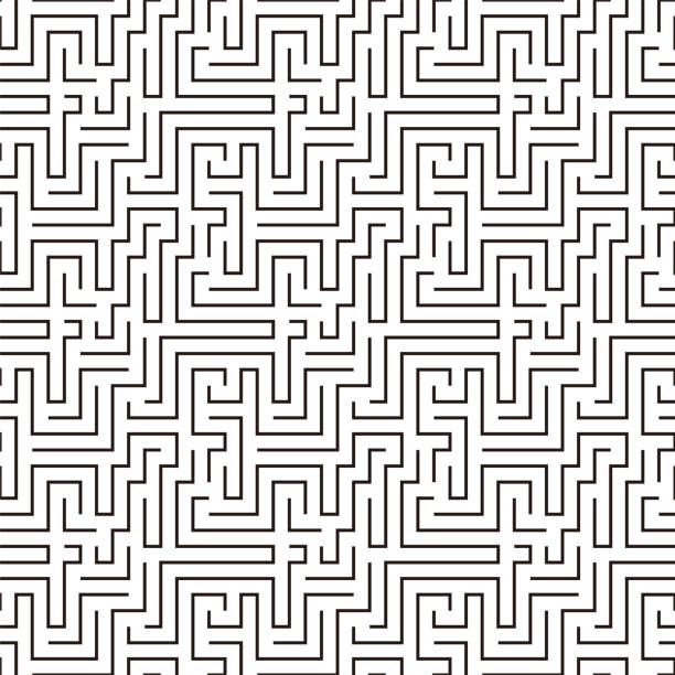 labyrinth-muster nahtlos, vektordarstellung - labyrinth stock-grafiken, -clipart, -cartoons und -symbole