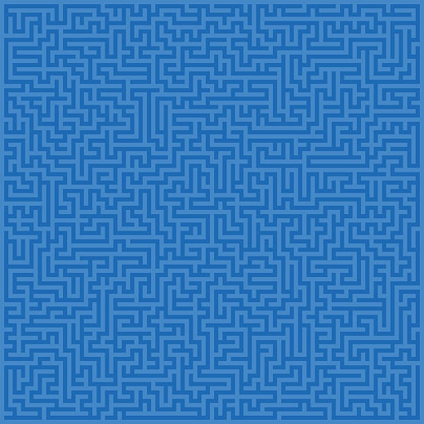Maze tile Dark and light blue maze tile background maze backgrounds stock illustrations