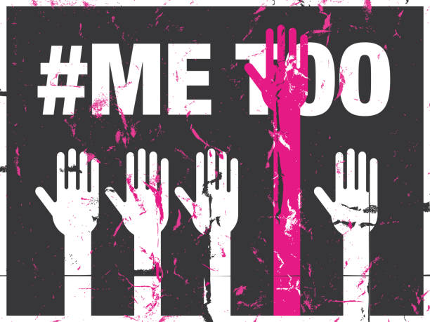 Me Too Concept - Hands Up on Grunge Background Vector of Me Too Concept - Hands Up on Grunge Background me too social movement stock illustrations