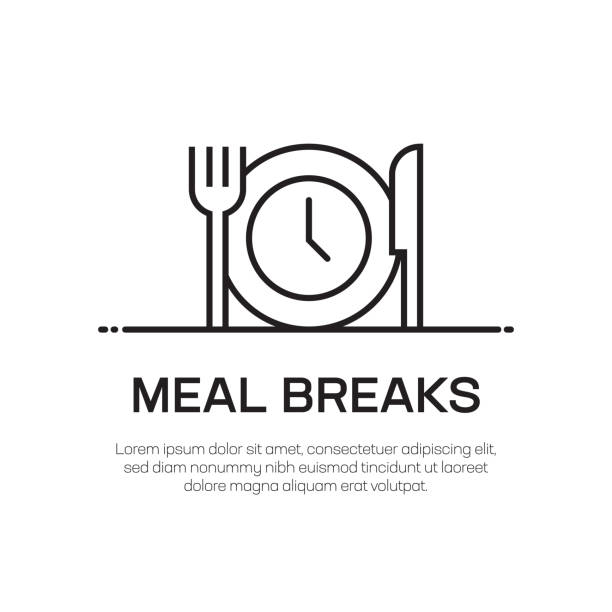 ilustrações, clipart, desenhos animados e ícones de a refeição quebra o ícone da linha do vetor-ícone fino simples da linha, elemento superior do projeto da qualidade - jantar