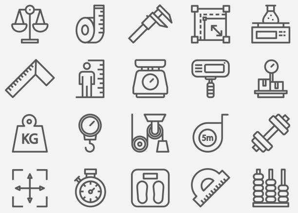 Measuring Line Icons Measuring Line Icons weight scale stock illustrations