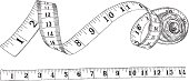 An ink drawing of measuring tape - vector illustration