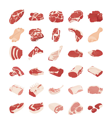 Meat Flat Vector Icons