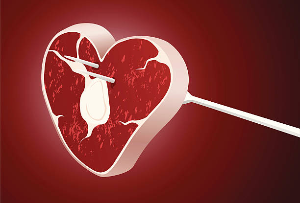 meat heart vector art illustration