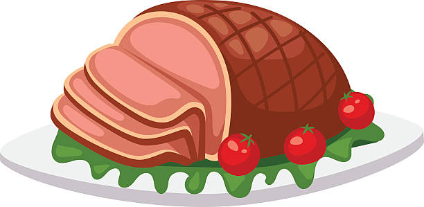 Meatloaf vector illustration. Homemade ground beef meatloaf with berries and spices. Food beef baked pork dinner meatloaf vector sauce traditional herb sliced meat. Homemade slice meatloaf cooked prepared delicious gourmet food. meat loaf stock illustrations