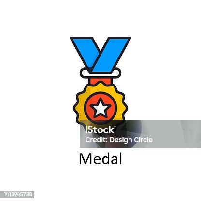 istock Medal vector filled outline Icon Design illustration. Sports And Awards Symbol on White background EPS 10 File 1413945788