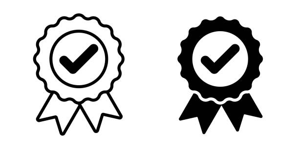 Medals icon with ribbons. Simple design vector art illustration