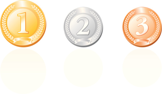 Medals In gold,silver and bronze royalty free vector illustration