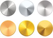 Collection of blank vector gold, silver and bronze medals. Very detailed illustration.