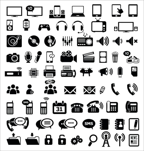 Media and communication icons  phone cover stock illustrations
