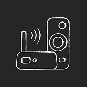 istock Media streaming device chalk white icon on black background 1318611530