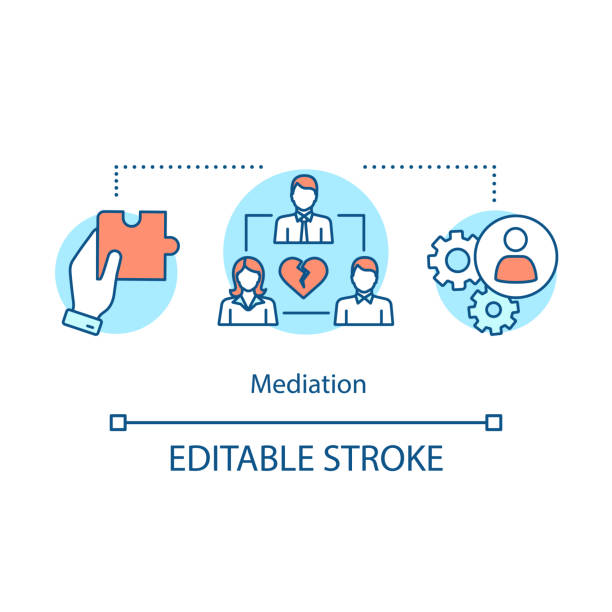 Mediation concept icon Mediation concept icon. Dispute resolution idea thin line illustration. Coworking. Divorce mediating. Separation agreement. Assisted negotiation. Vector isolated outline drawing. Editable stroke divorce stock illustrations