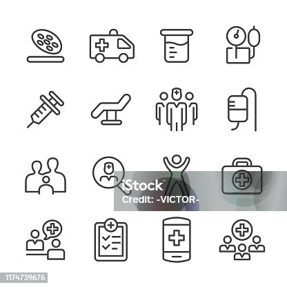 istock Medical and Healthcare Icons Set - Line Series 1174739676