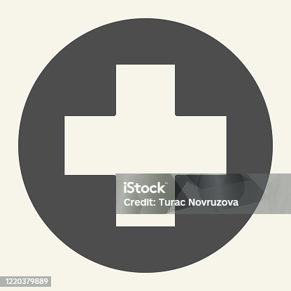 istock Medical assistance solid icon. Medical cross or plus care glyph style pictogram on white background. Ambulance and medicine signs for mobile concept and web design. Vector graphics. 1220379889