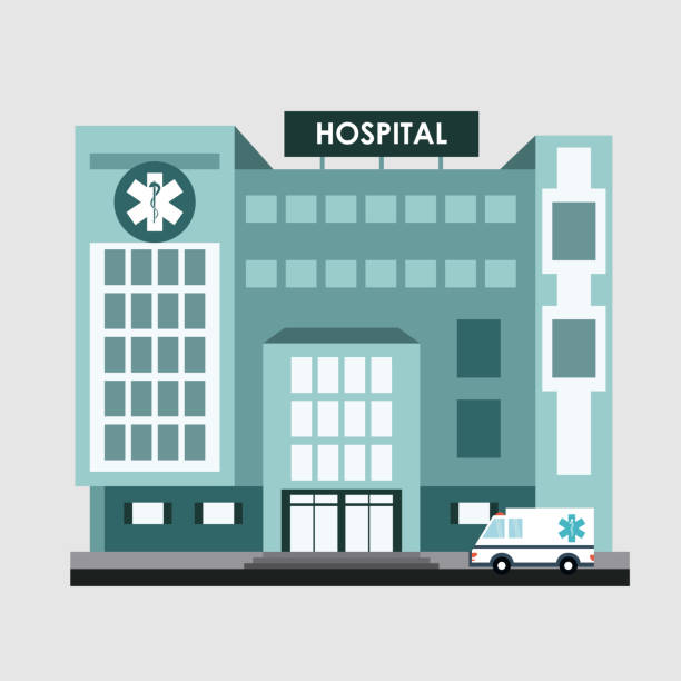 ilustraciones, imágenes clip art, dibujos animados e iconos de stock de ilustración del centro médico, ilustración vectorial - hospital