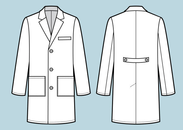 Medical doctor working robe. Fashion sketch illustration Medical doctor working robe. Fashion sketch illustration lab coat stock illustrations