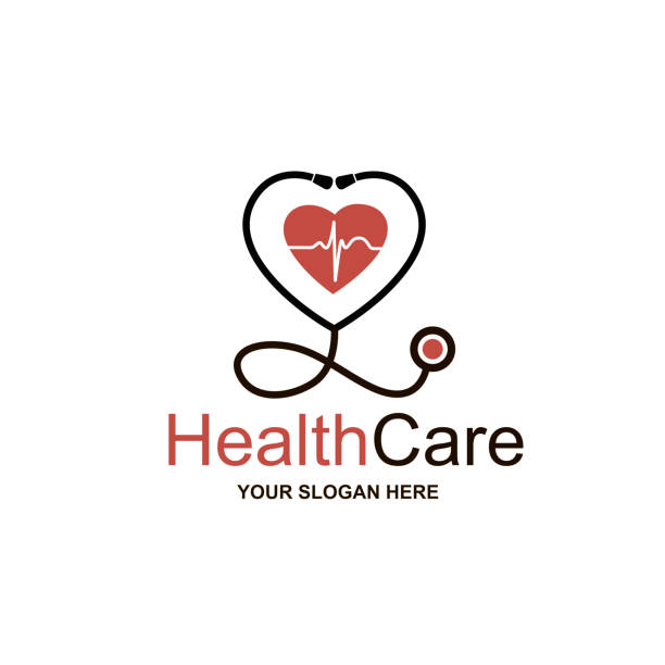 medical halth care icon abstract medical halth care icon with stethoscope and heart isolated on white background stethoscope stock illustrations