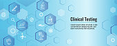 Medical Healthcare Icons - People Charting Disease or Scientific Discovery Web Header Banner