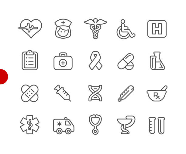 Medical Icon Set // Red Point Series Vector line icons for  your digital or print projects. caduceus stock illustrations