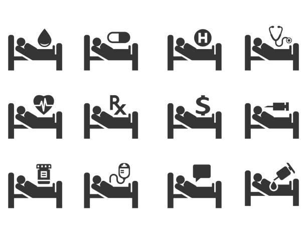 Medical icon set Medical icon set , vector illustration patient in hospital bed stock illustrations