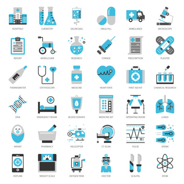 medical icon Healthcare and medical, pixel perfect flat icon, isolated on white background hospital cartoon stock illustrations