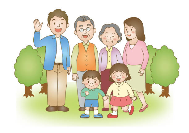 Medical illustration Person illustration cartoon of the family reunions stock illustrations