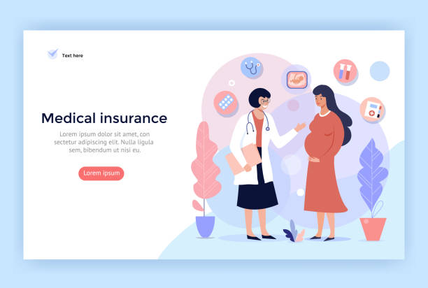 Medical Insurance For Pregnancy, Medical Insurance For Pregnancy, concept illustration, web page design template, vector banner pregnant stock illustrations