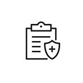 istock Medical insurance line icon. Health insurance. Thin line design. Vector icon 1321017158