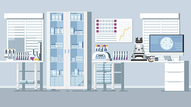 Medical Laboratory Illustration Medical Laboratory Illustration experiments tests cells tubes laboratory backgrounds stock illustrations