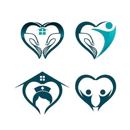 4 kafa kalp eller sağlık logosu
