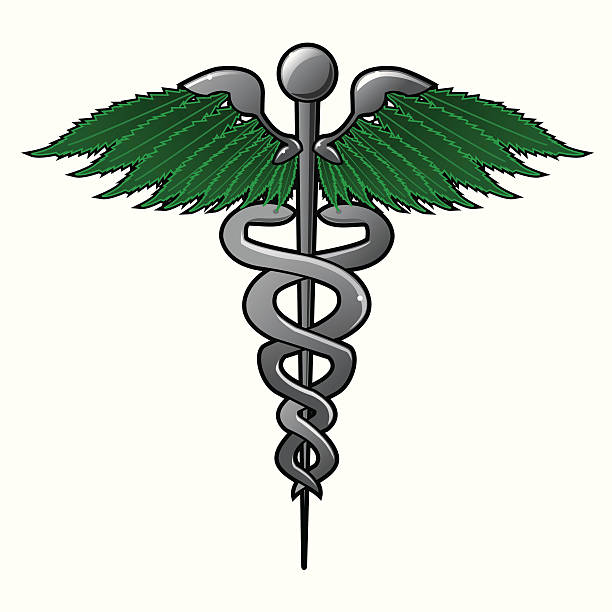 Medical Marijuana - Caduceus vector art illustration