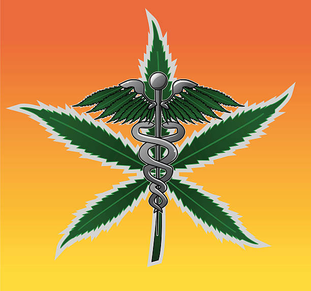 Medical Marijuana - Caduceus vector art illustration