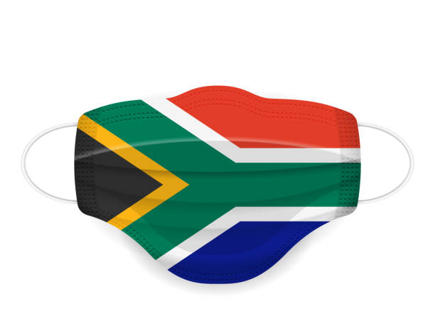 медицинская маска флаг южной африки - south africa covid stock illustrations