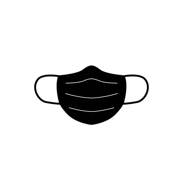 그래픽 디자인, 로고, 웹 사이트, 소셜 미디어, 모바일 앱, ui 일러스트레이션을 위해 흰색 배경에서 분리된 의료 마스크 벡터 아이콘 - mask stock illustrations