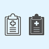 istock Medical notes line and solid icon. Pocket clipboard with cross sign. Health care vector design concept, outline style pictogram on white background, use for web and app. Eps 10. 1206060710