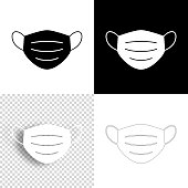 istock Medical or surgical face mask. Icon for design. Blank, white and black backgrounds - Line icon 1297974075
