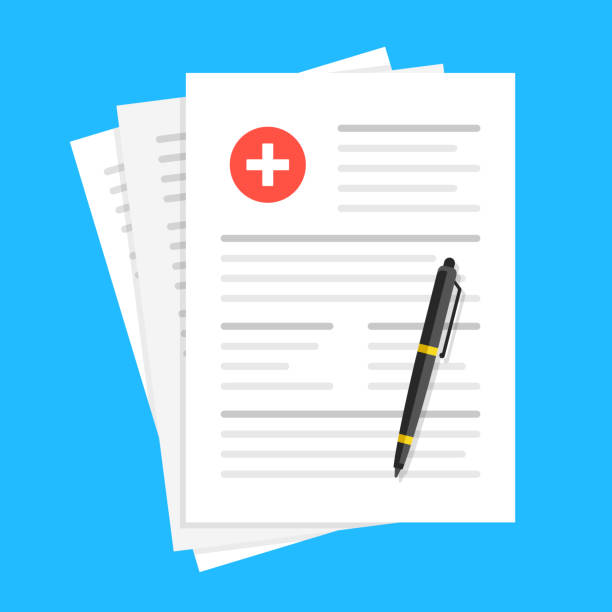 Medical report, medical document, health insurance concepts. Flat design. Vector illustration  application form stock illustrations