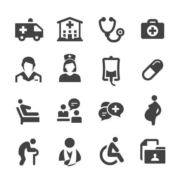 stockillustraties, clipart, cartoons en iconen met medische dienst icons - acme serie - medische status