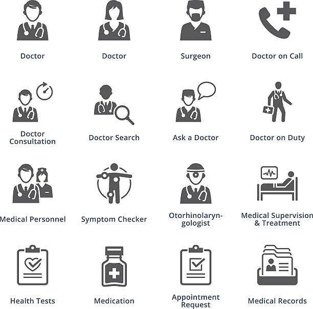 stockillustraties, clipart, cartoons en iconen met medical services icons set 3 - black series - patiënt