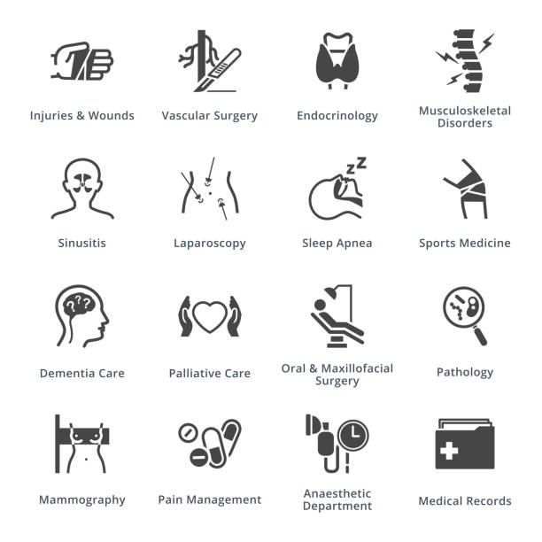 Medical Services & Specialties Icons Set 5 - Blue Series This set contains medical services and specialties icons that can be used for designing and developing websites, as well as printed materials and presentations. sports medicine stock illustrations