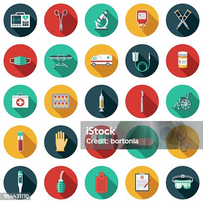 istock Medical Supplies Flat Design Icon Set with Side Shadow 954431110