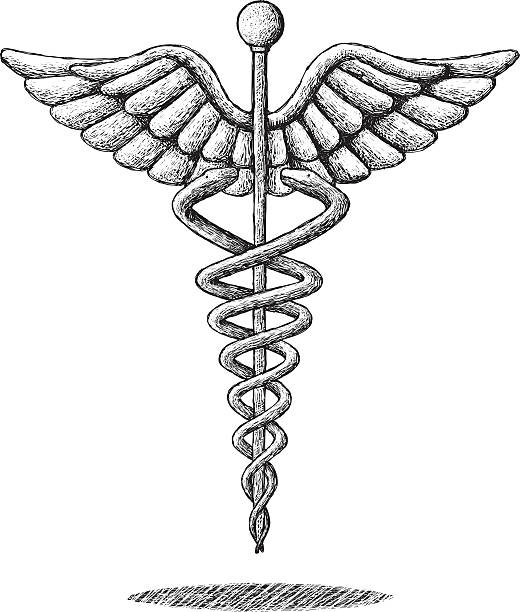 Medical Symbol Drawing Vector illustration of ceduceus. caduceus stock illustrations