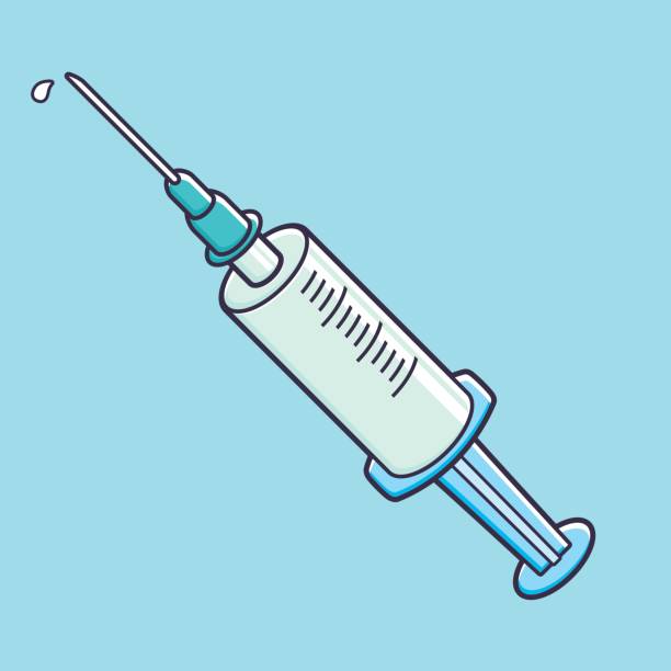 Royalty Free Cartoon Of Insulin Syringe Clip Art, Vector Images