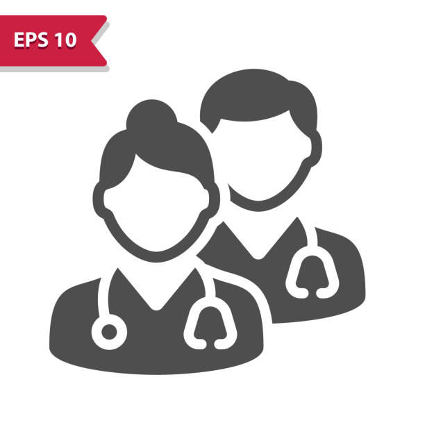 stockillustraties, clipart, cartoons en iconen met pictogram medisch team - dokter
