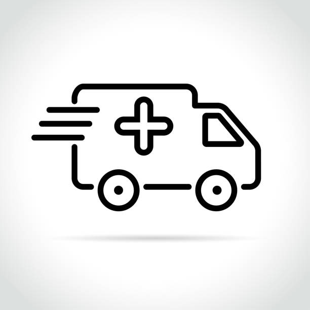 beyaz arka plan üzerinde tıbbi van simgesi - ambulance stock illustrations