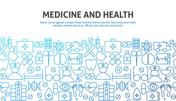 Medicine Health Concept Medicine Health Concept. Vector Illustration of Line Web Design. Banner Template. doctor backgrounds stock illustrations