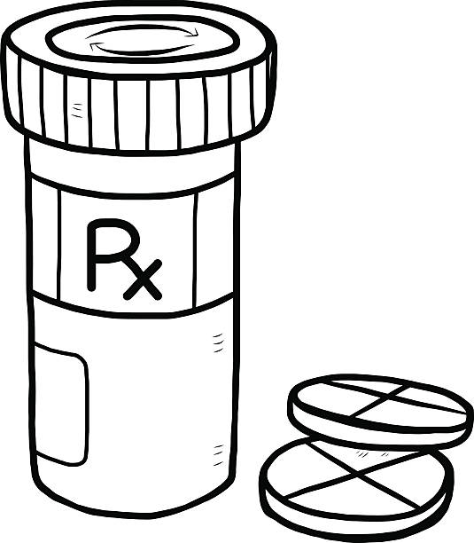 Royalty Free Black And White Cartoon Medical Pills Clip Art, Vector Images ...